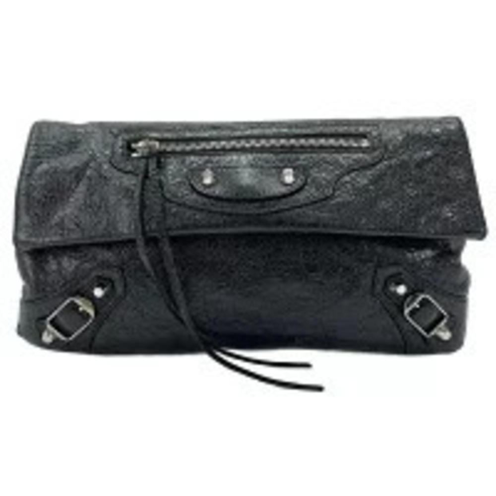 Balenciaga Leather Envelope Shoulder Bag Black
